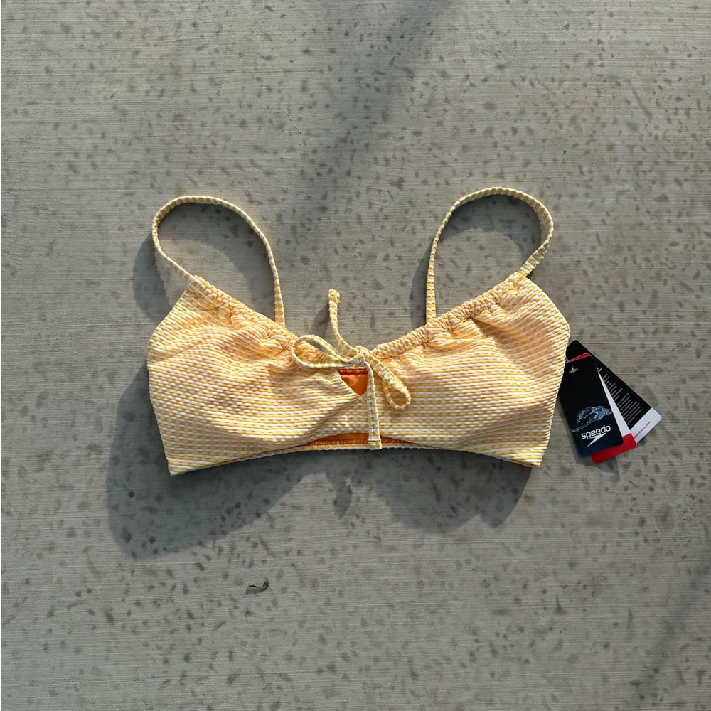 Speedo Butter Yellow and White Striped Bikini Top Brand New with Tags